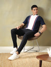 Navy Blue Multi-Stripe Colorblock Tshirt