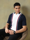 Navy Blue Multi-Stripe Colorblock Tshirt