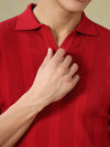 Red Textured Knit Polo Red T-Shirt