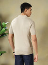 Beige Textured Knitted Polo.