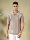 Flat-Knit Zipper Polo Tshirt