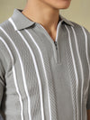 Grey Zipper Polo Tshirt