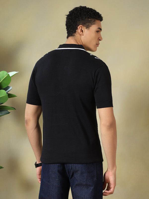 Black Quarter Zip Polo Tshirt