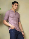 Mauve Knitted Polo Tshirt