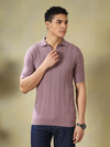Mauve Knitted Polo Tshirt
