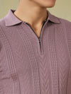 Mauve Knitted Polo Tshirt