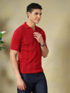 Red Textured Knit Polo Red T-Shirt