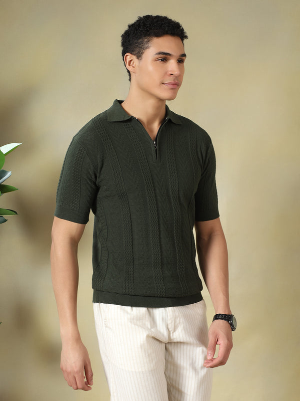 Olive Green Old Money Concept T-Shirt