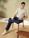 Beige Textured Knitted Polo.