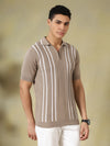 Flat-Knit Zipper Polo Tshirt