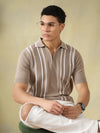 Flat-Knit Zipper Polo Tshirt