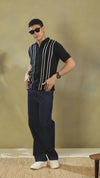 Black Quarter Zip Polo Tshirt