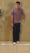 Mauve Knitted Polo Tshirt