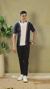 Navy Blue Multi-Stripe Colorblock Tshirt
